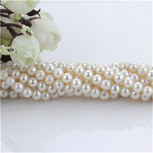 6mm Semi off Round Freshwater Cultured Pearl Strand