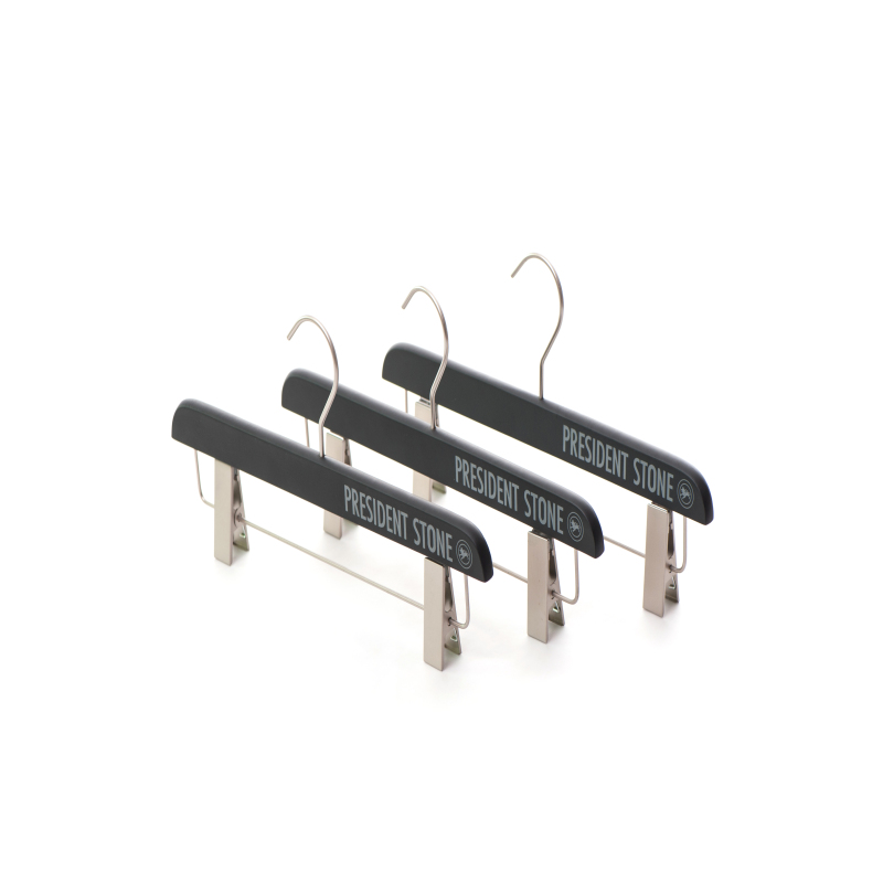 Clothing Shop Hanger Factory Wholesale, Luxury Wooden Trousers Hanger Pants Hanger with Metal Clips