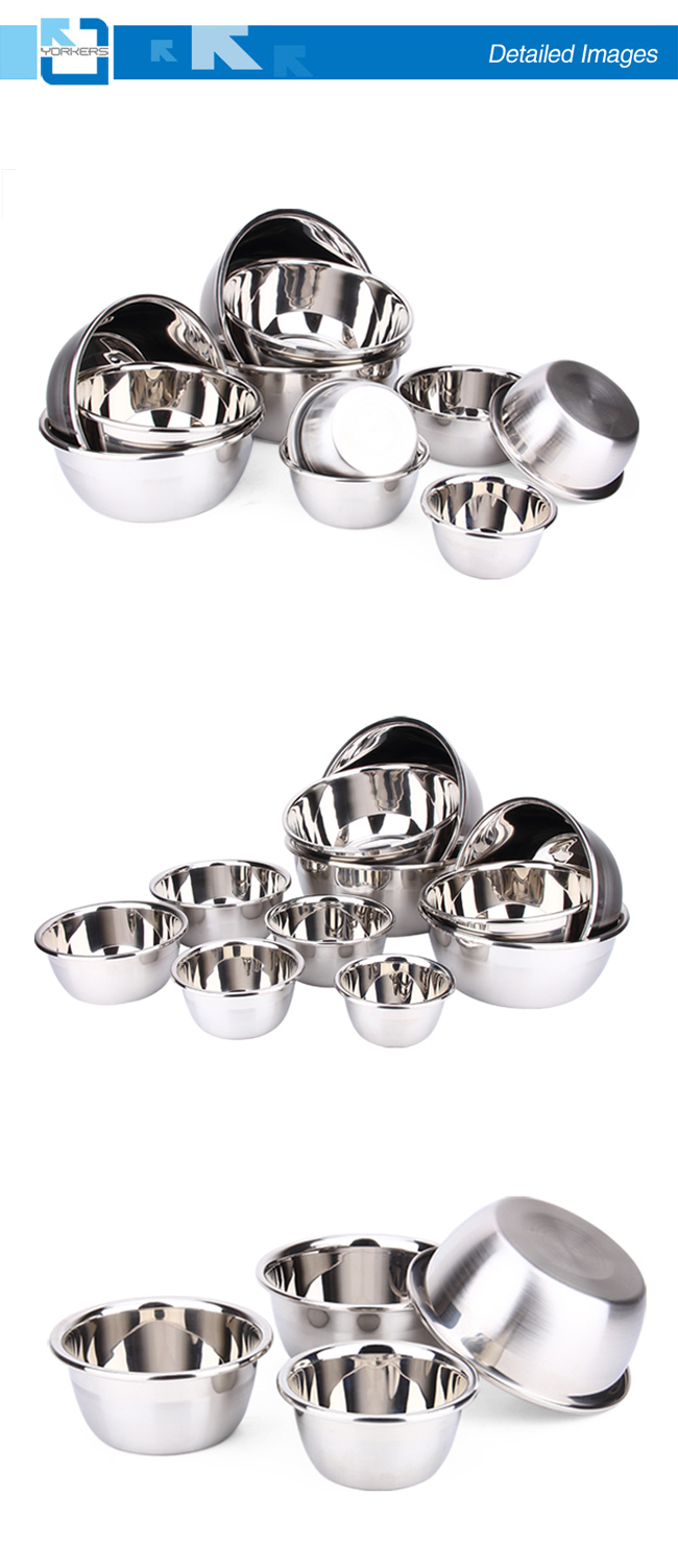 Multi-Size Stainless Steel Thickened Deep Salad Mixing Bowl Set