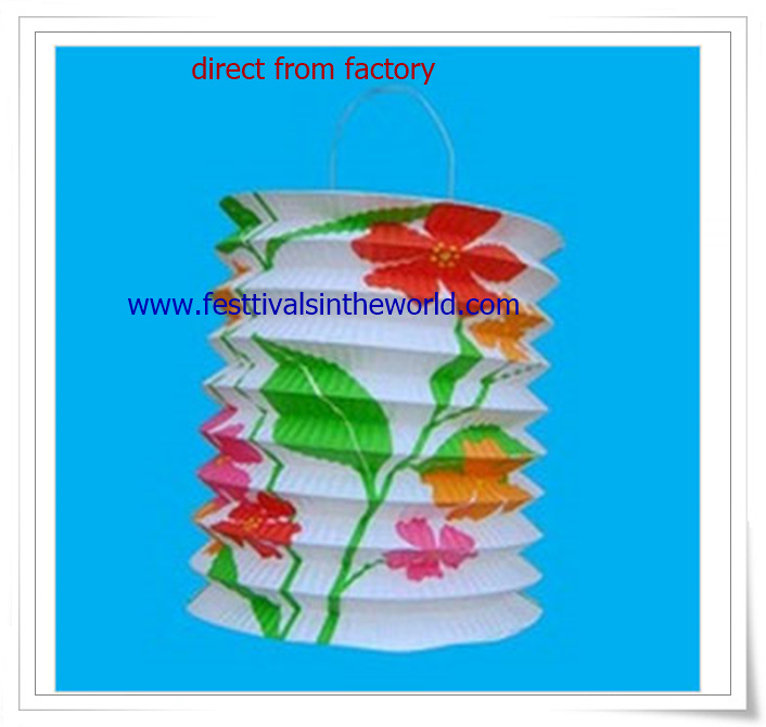 Pringting Flowers Taditional Chinese Paper Lantern for Festival Decoration