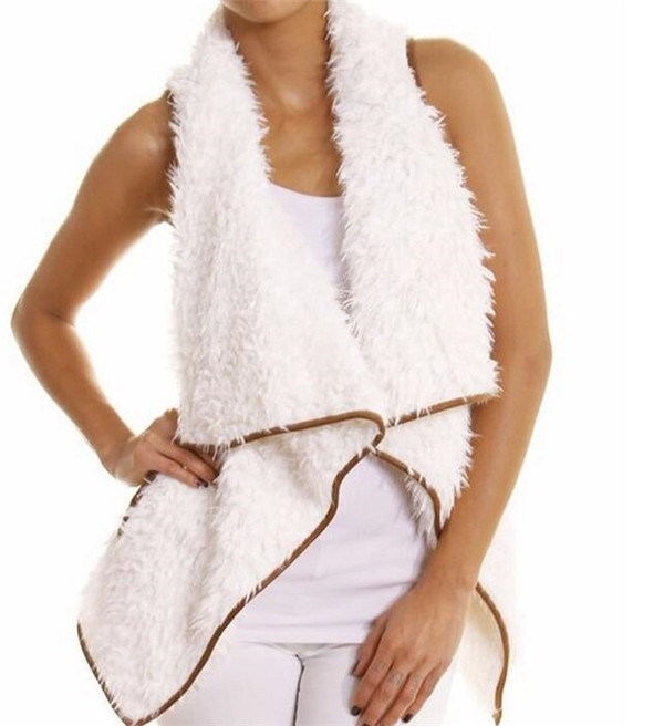 Monogrammed Cream/Tan Faux Fur Vest (10122)