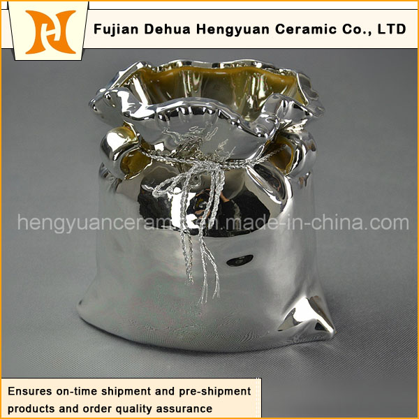 Electroplating Ceramic Big Bag Jar for Home Decoration