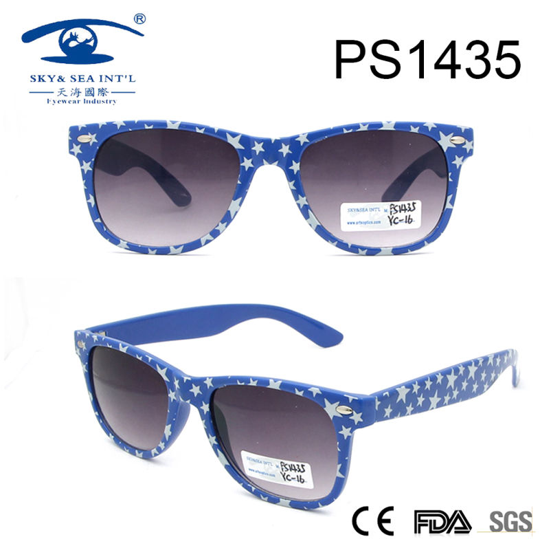 Classical Style Spot Pattern Sky Blue Frame PC Sunglasses (PS1435)