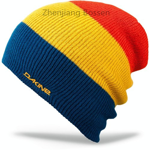 Customized Embroidered Ski Hat Flip Beanie Hat Acrylic Ribbed Boy Snow Knit Cap