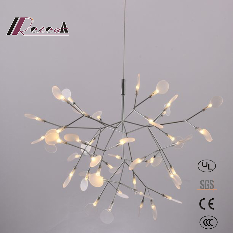 European Decorative White Acrylic Leaf Chandelier Light