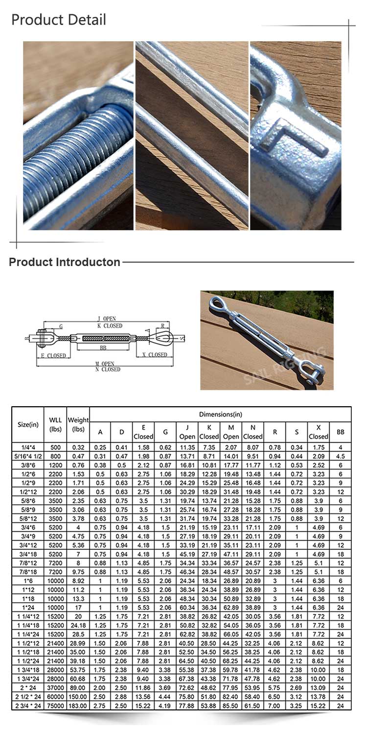 Carbon Steel Drop Forged Us Type Heavy Duty Turnbuckle