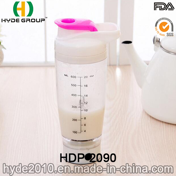 600ml Popular BPA Free Plastic Electric Vortex Shaker Bottle, Customized Electric Powder Shaker Bottle (HDP-2090)