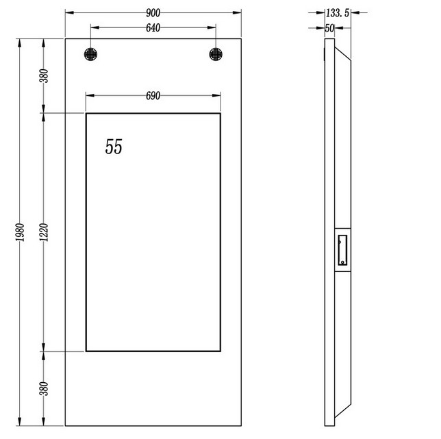 55 Inch Monitor Outdoor LCD Vertical Wall Mount Advertising Player