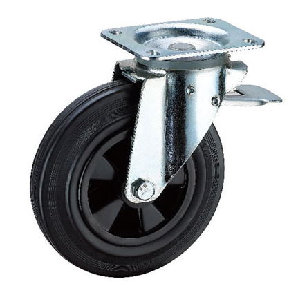 6 Inch Plastic Trash Can Rubber Caster Wheel with Brake