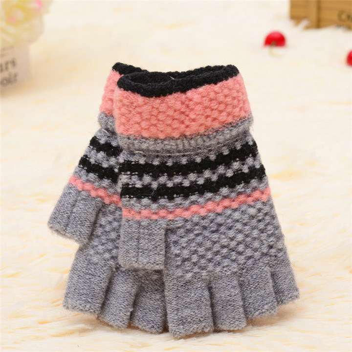 Fashion Women Winter Outdoor Sport Warm Knitted Fingerless Gloves