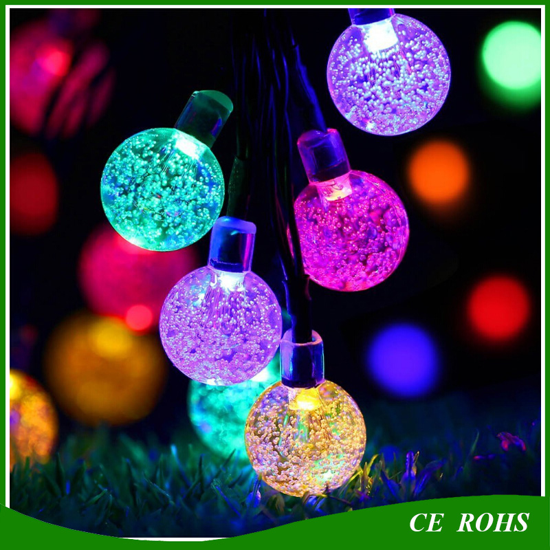 Decorative Solar Lawn Lights Colorful Outdoor 50 LED Colorful Bubble Solar String Light for Christmas Party Wedding