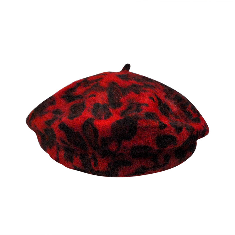 Womens Warm Angora Winter Autumn Spring Leopard Wool Cap Hat Beret (HW801)