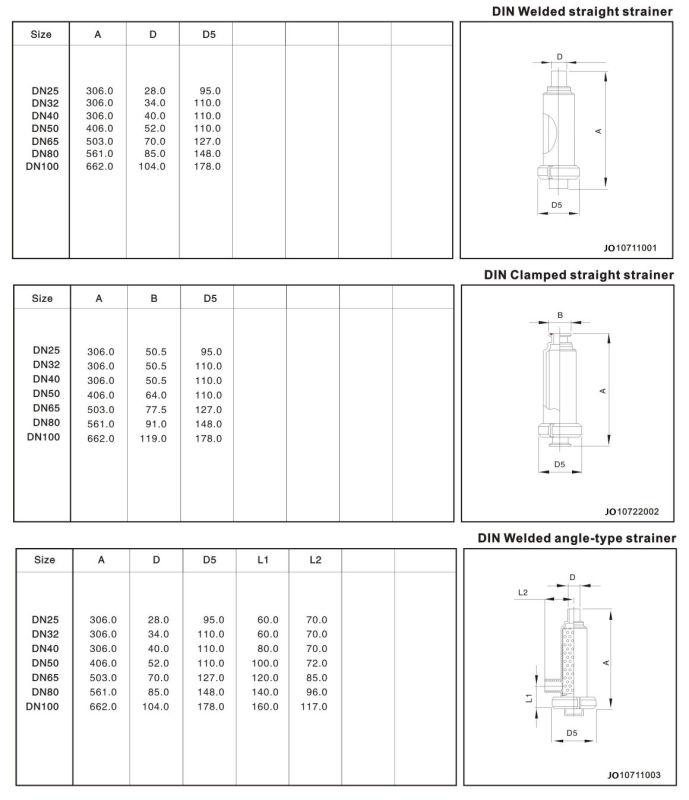 Stainless Steel Sanitary Thread Angle Strainer