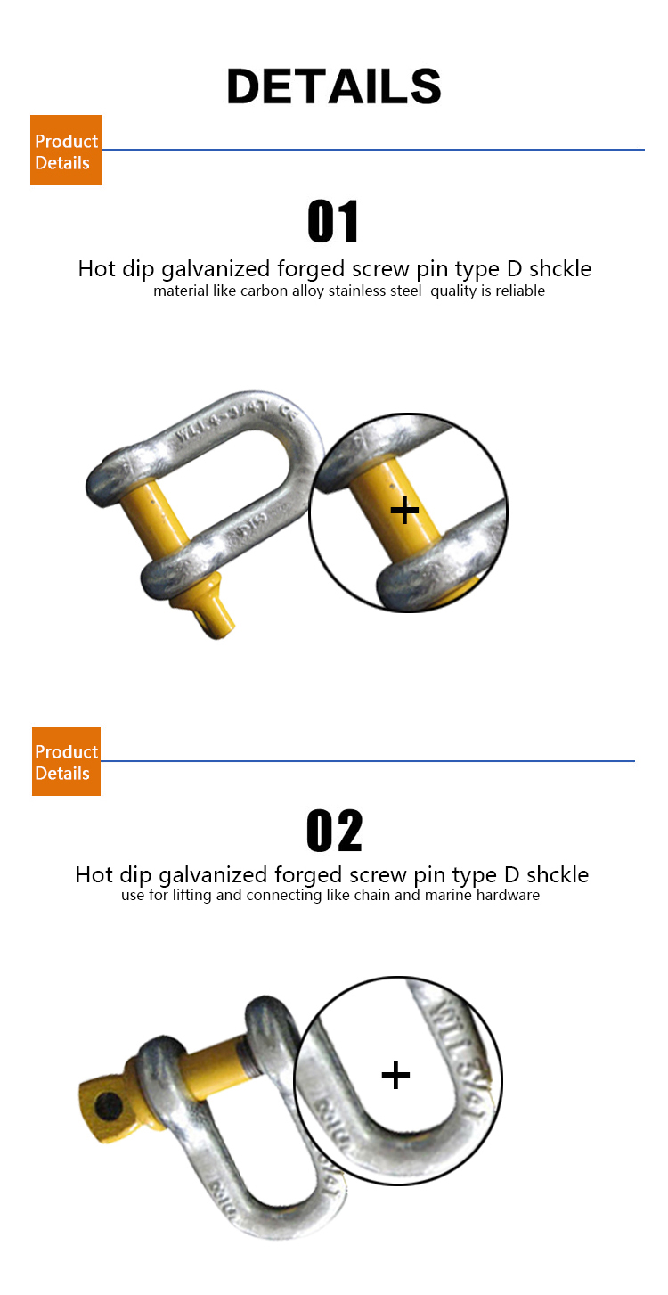 Us Type G210 Screw Pin D Shackle