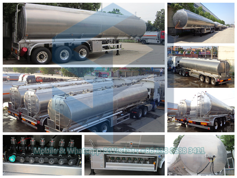 45 M3 3 Axles Shiny Aluminum Alloy Fuel Tank Trailer