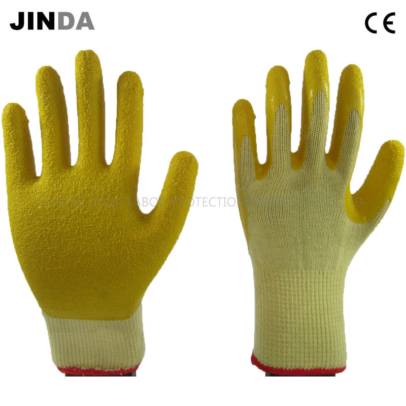 Crinkle Latex Coated Yarn Knitted Shell Labor Protective Work Safety Gloves (LS502)