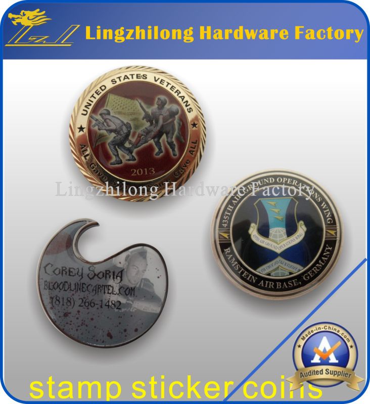 Custom Military Stamp Sticker Coin with Epoxy Coated