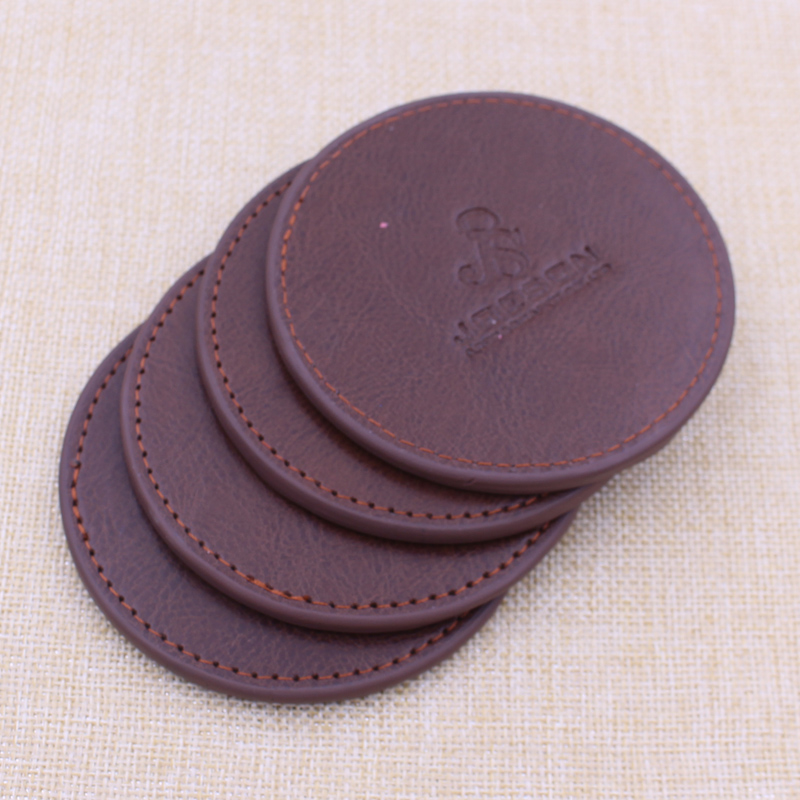 Customized Brown Leather Square Coaster for Mug