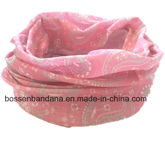 OEM Produce Customized Logo Printed Microfiber Sports Girl's Pink Paisley Promotional Headwear Buff