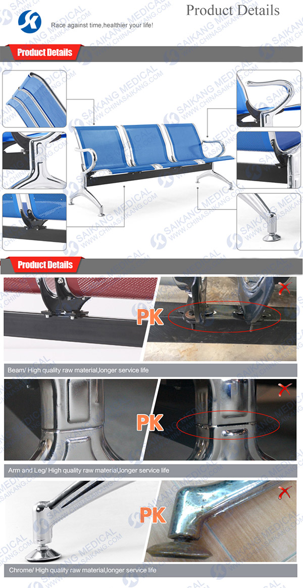 Medical Benches Public Seating Waiting Chair with Armrest