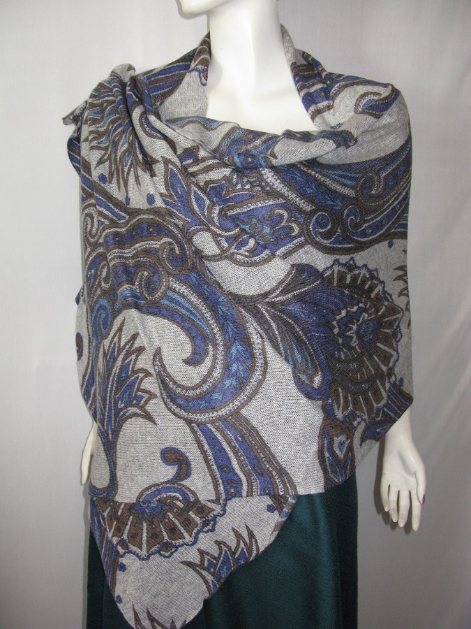 100% Cashmere Knitted Print Shawl