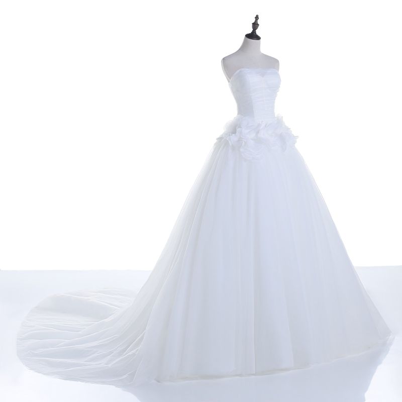 Sweetheart Tulle Organza Flower Wedding Dress