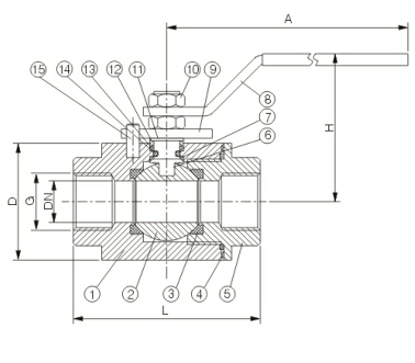 2PC Carbon Steel High Pressure Female Thread Forging Ball Valve