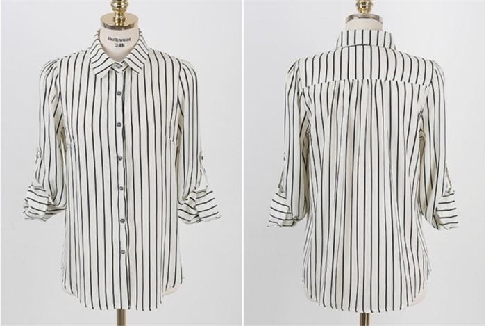 Fashion Women Stripe Shirt White and Black