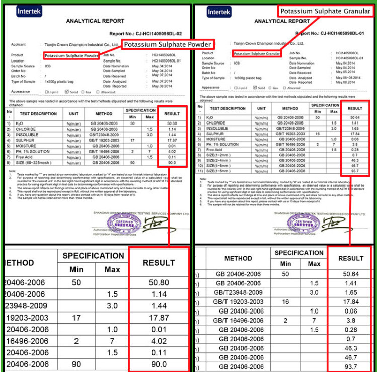 50% K2o Powder or Granular K2so4 Potassium Sulphate Fertilizer