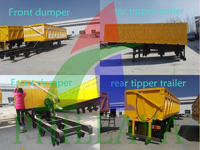 Diesel Fuel Type Dump Truck Hydrualic Cylinder Semi Trailer Double-B Side and Rear Tipper