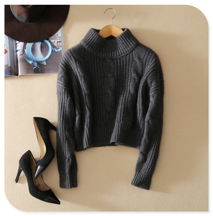 3gg Knitted Sweater Pure Cashmere Top Pullover with Crew Neck and Long Sleeves