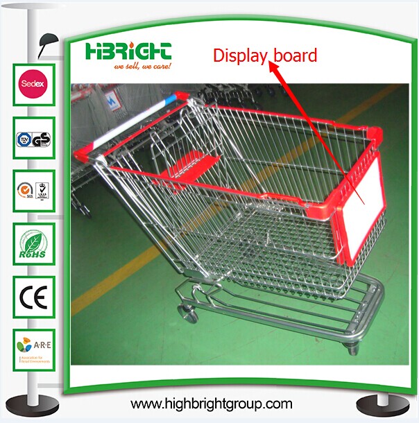 Supermarket Shopping Cart with Trolley Display Advertising Board