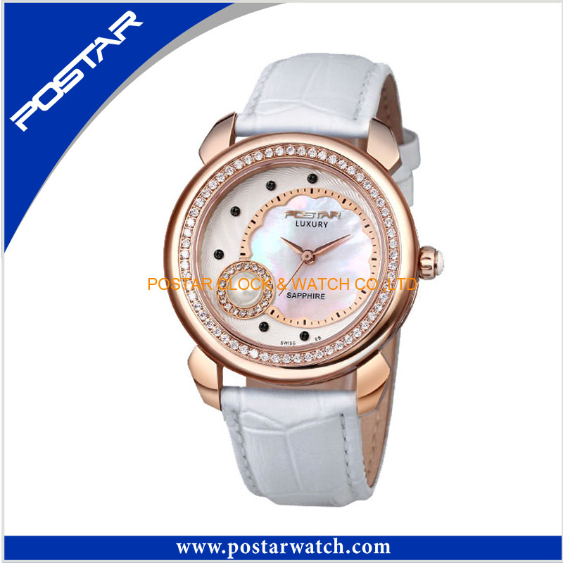 Multifunctional Sapphire Glass Pearl Watches Elegance Ladies Leather Band Watch