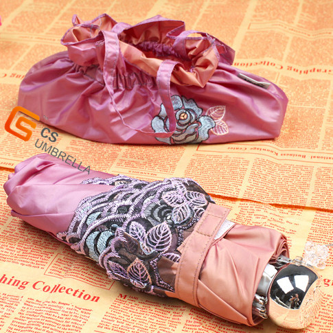 Three Fold Manual Open Umbrella with Ruffle Edge (YS-3F1009A)