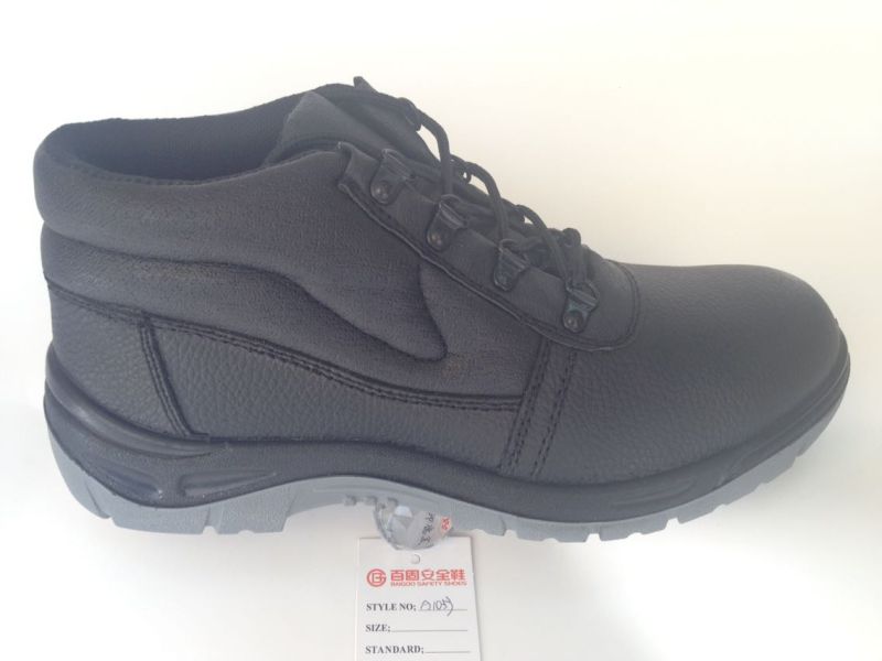 Work Safety Shoe with Upper Split Embossed Leather Sole PU