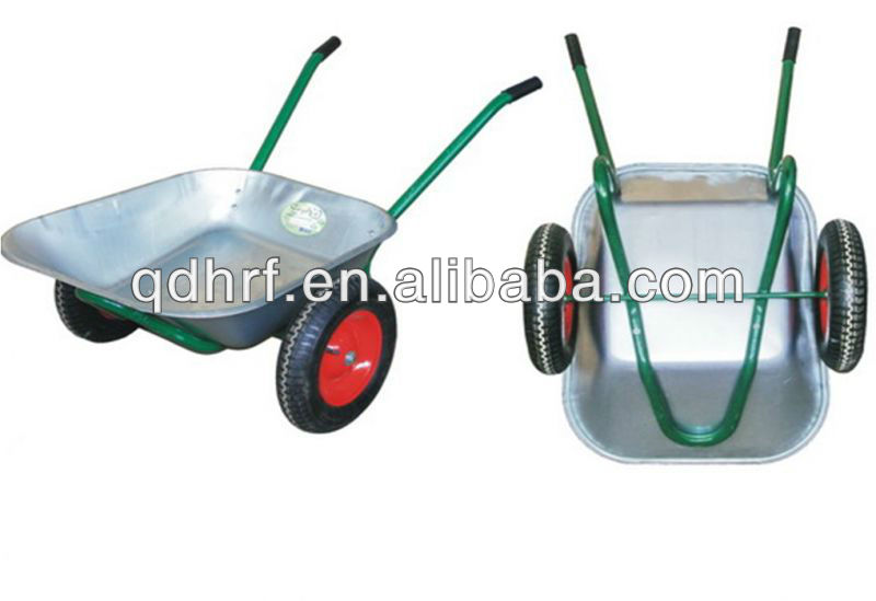 Double Wheels Handle Zinc Tray Wheelbarrows Wb6407