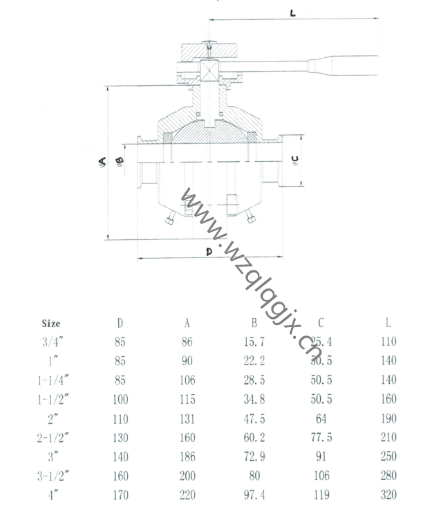 Stainless Steel Sanitary Clamped Butterfly-Type Ball Valve