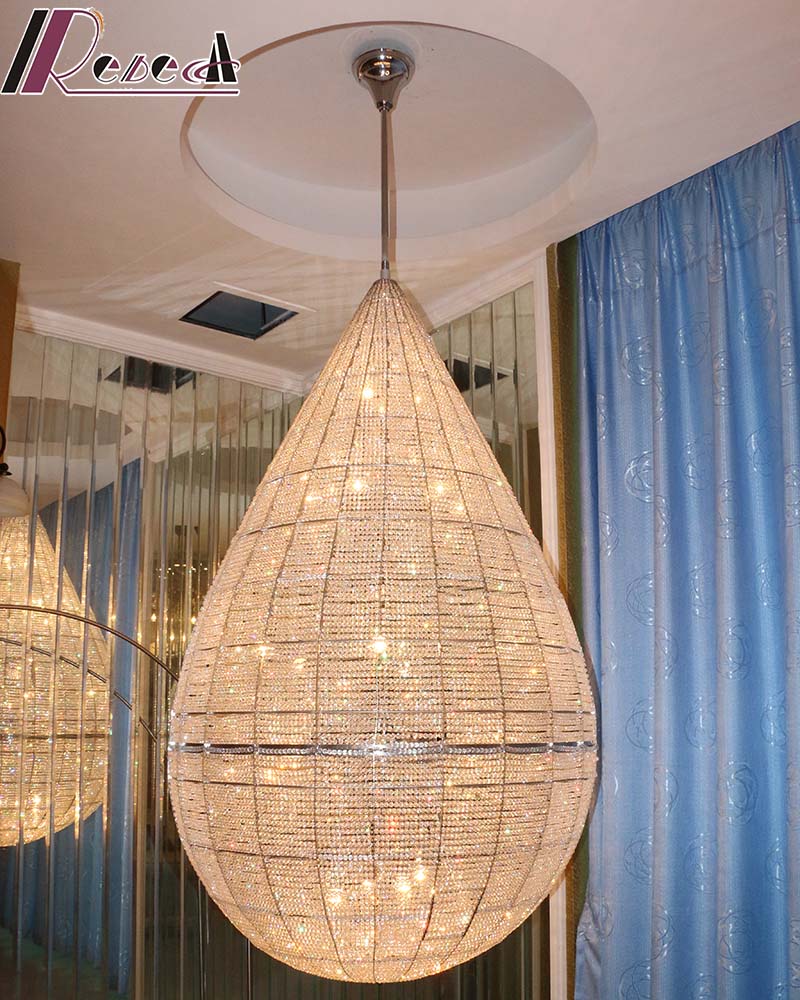 Water Drop Shape Hotel Luxury K9 Crystal Pendant Lamp