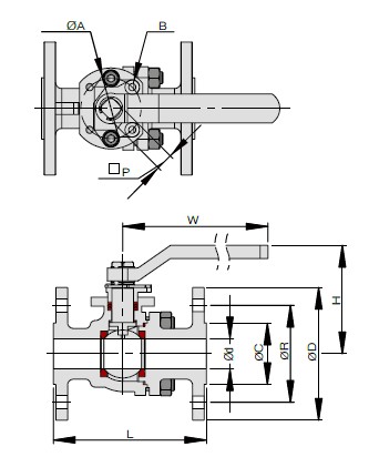 2PC Flanged Floating Ball Valve with ISO/5210/5211 Mounting Pad (Q41F)