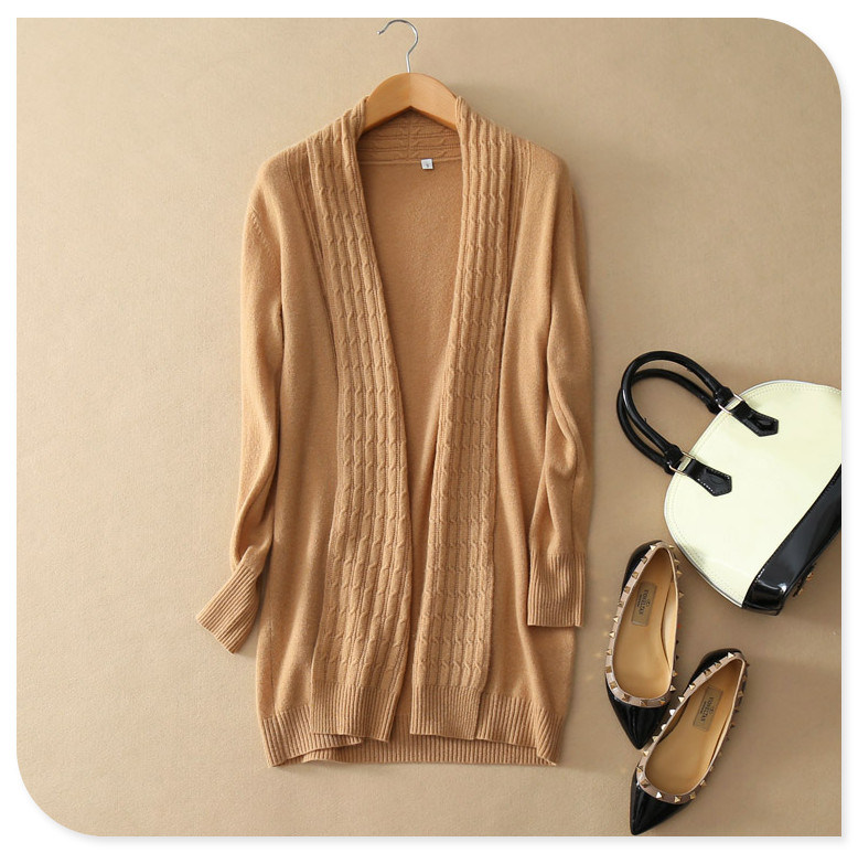 Ladies' Knitwear Pure Cashmere Knitting Long Cardigan Coat