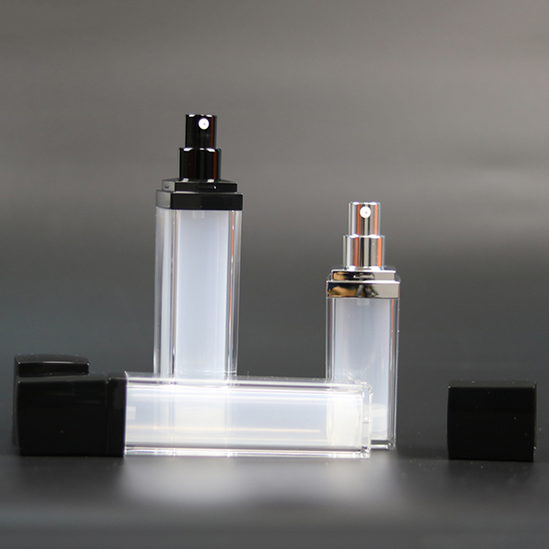 Square Transparent Lotion Bottle with Black Cap (NAB35)