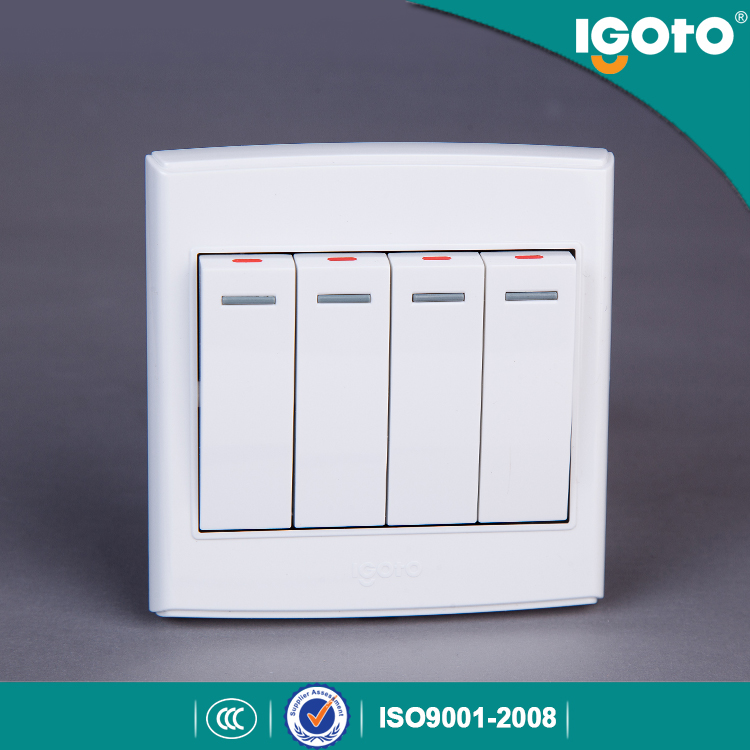 Igoto British Standard D3041 4 Gang 1 Way 86 Series Electrical Wall Switch