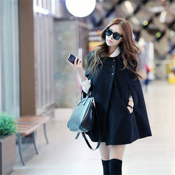 New Fashion Womens Winter Warm Wool Poncho Jacket Cape Cloak