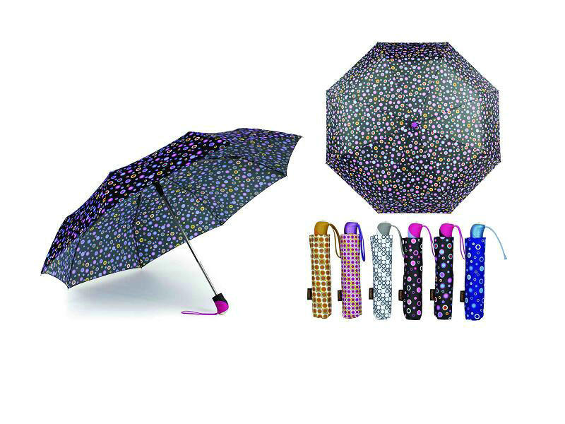 Colorful DOT Print 3 Fold Open&Close Umbrellas (YS-3FD22083969R)