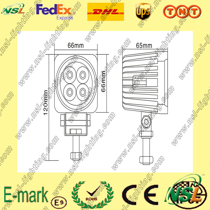 12W LED Work Light, 12V DC LED Work Light, 6000k LED Work Light for Trucks.