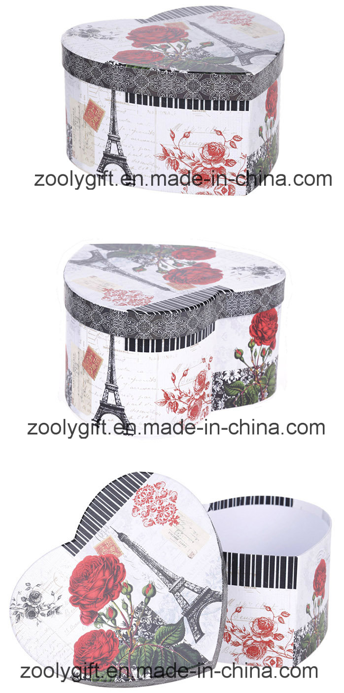 12 Sets of Flower Printing Heart Shaped Jewelry Gift Storage Box