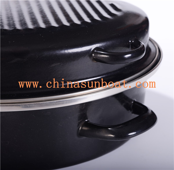 Sunboat Big Heavy Enamel Roaster Black Color Daily Use Kitchenware/ Kitchen Appliance