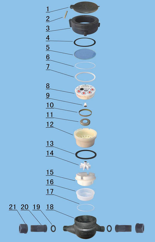 Dn15mm Dry Dial Cold Water Meter of ABS Plastic Material