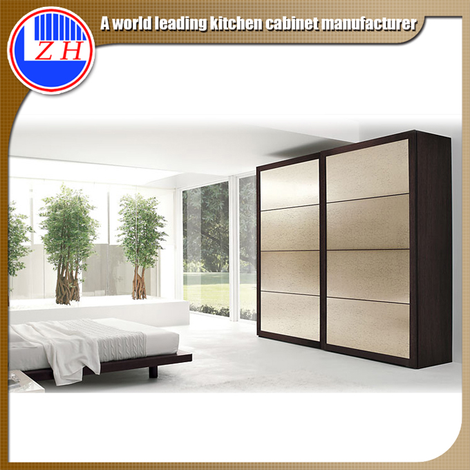 Modern European Wooden Sliding Door Wardrobe Cupboard for Bedroom (with glass)