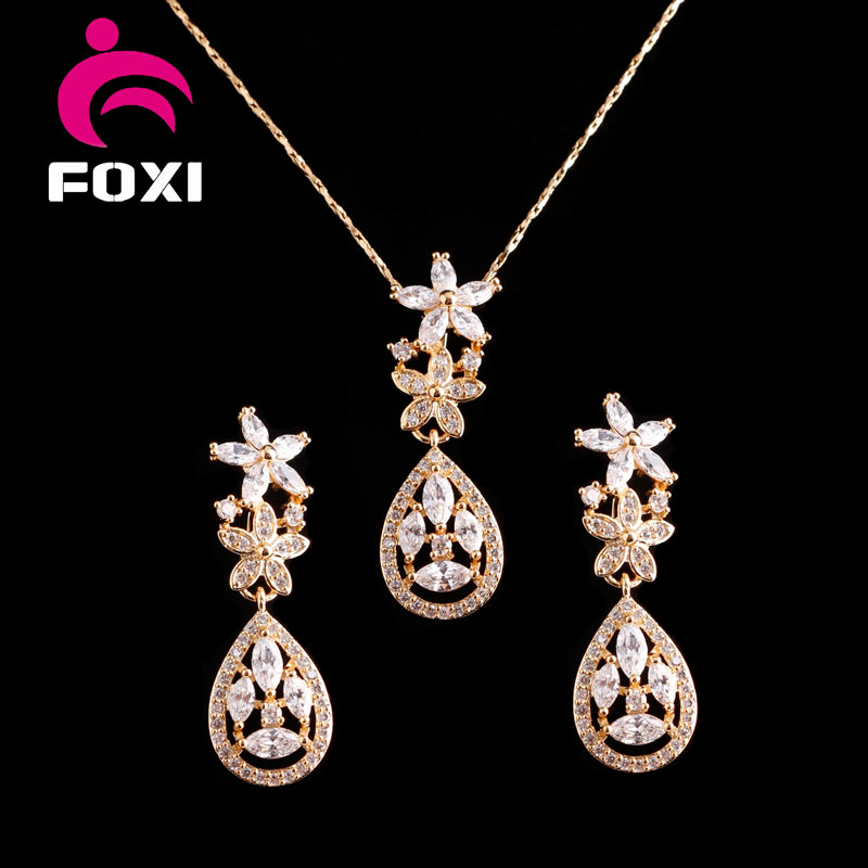 Hot Sale Hanging Trendy Flower Design Fashion Dubai Gold Jewelry Sets